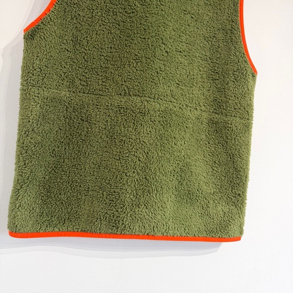 Outerknown Skyline Sherpa Vest green full zip orange accent fleece - Picture 5 of 9